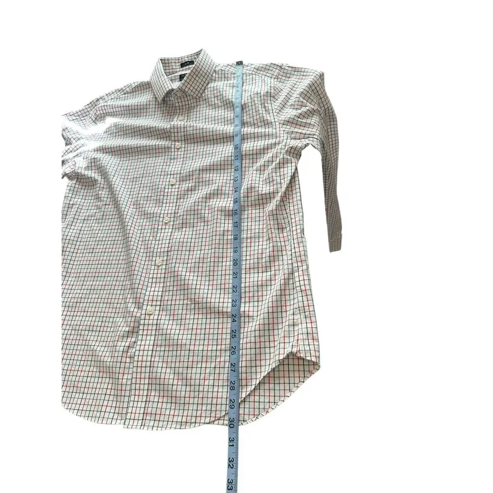 J.Crew Men's White Red Plaid Slim Fit Flex Wrinkle Free Button Down Shirt Size L